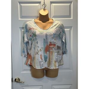 ATELIER 5 By Gozde Yilmaz 3/4 Sleeve  Lightweight Sweater Beach Ocean Theme S